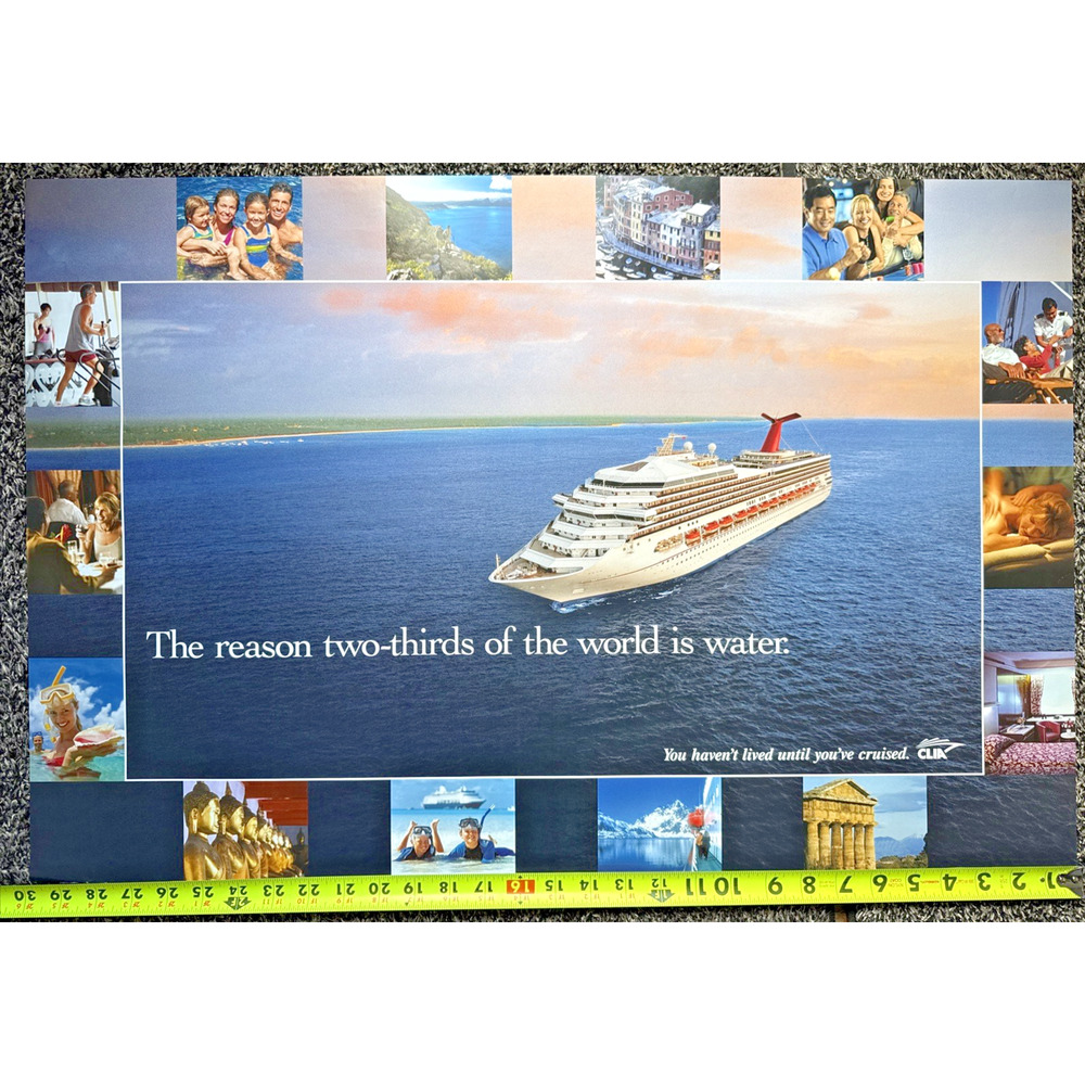 Carnival Victory Cruise Ship CLIA Poster World Travel Advertising 30" x 20" EUC